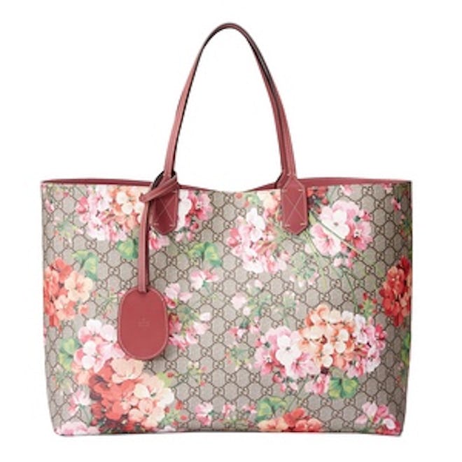 Reversible GG Blooms Leather Tote