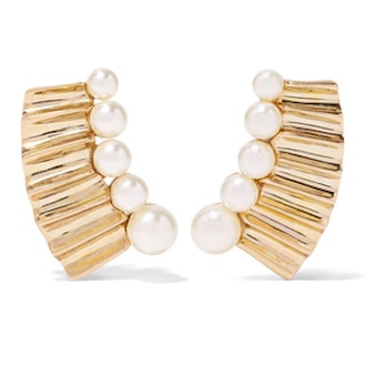 Gold-Plated Pearl Clip Earrings