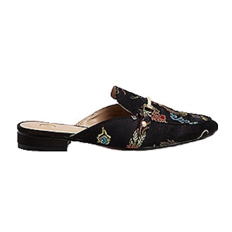 Printed Satin Backless Loafers