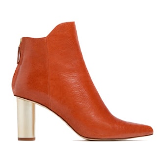 Laminated Leather High Heel Ankle Boots