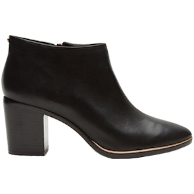 Block Heeled Leather Ankle Boots