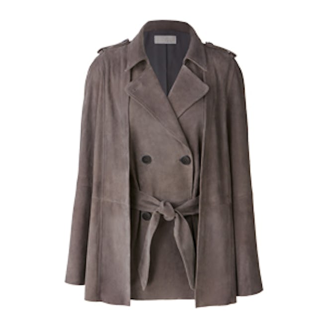 Suede Trench Vest with Removable Cape