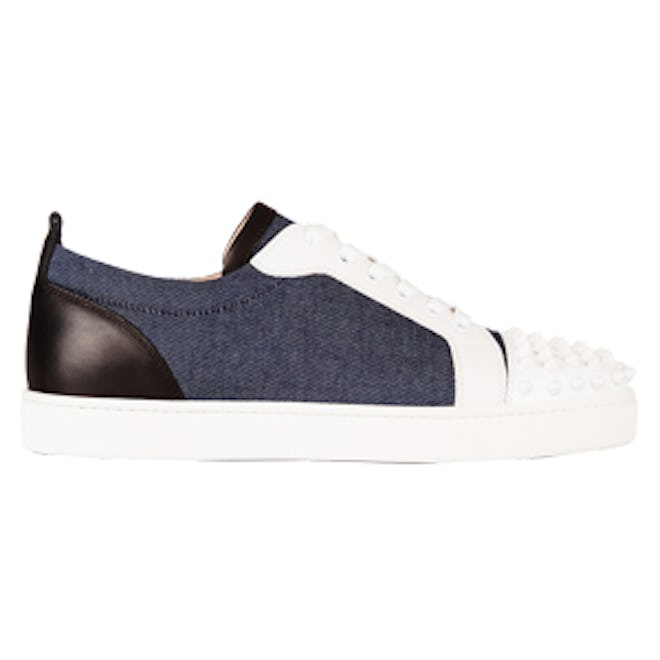 Louis Junior 30 Spiked Leather And Denim Sneakers
