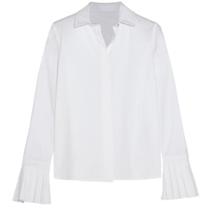 Pleated Cotton-Poplin Shirt