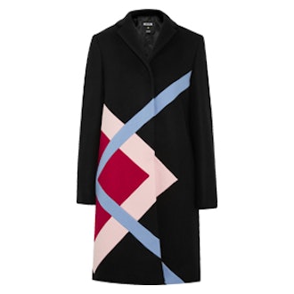 Color-Block Wool-Blend Felt Coat