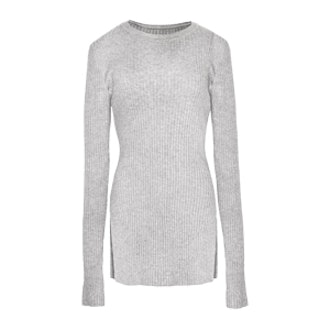 Grey Skinny Ribbed Long Sleeve Top