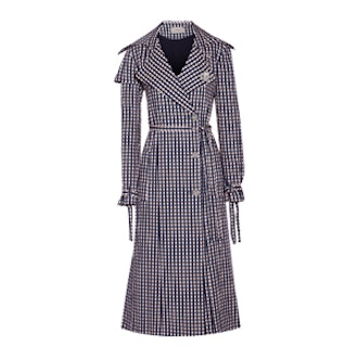 Jette Crystal-Embellished Gingham Twill Trench Coat