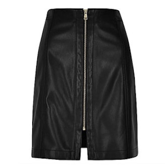 Leather Look Zip Mini Skirt