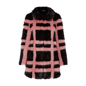 Edith Checked Faux Fur Coat