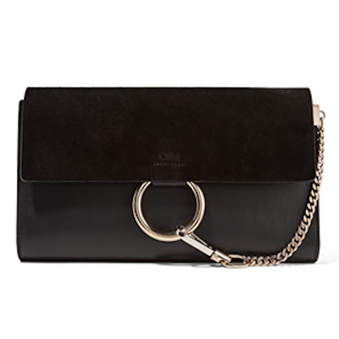 Faye Leather And Suede Clutch