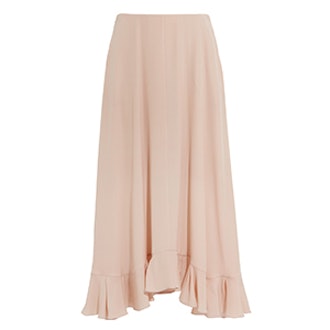 Ruffled Silk-Crepe Maxi Skirt