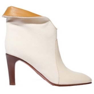 Leather-Paneled Canvas Ankle Boots