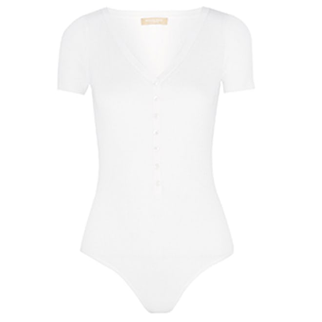 Ribbed Stretch Merino Wool-Blend Bodysuit