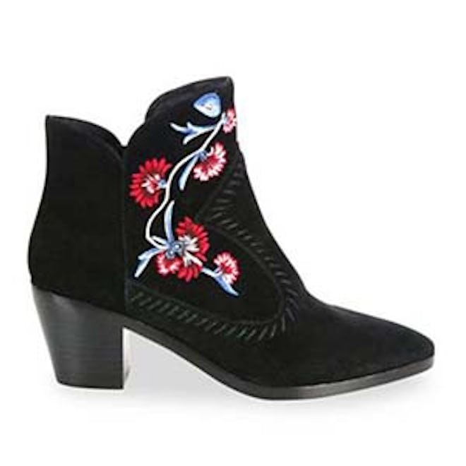 Lulu Embroidered Suede Booties