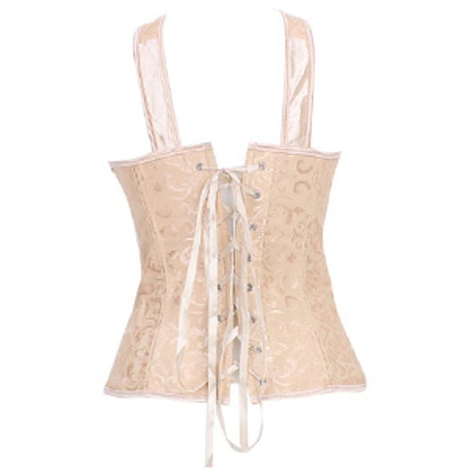 Embroidery Plastic Boned Lace Up Corset