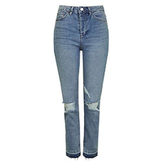 Moto Busted Knee Straight Leg Jeans
