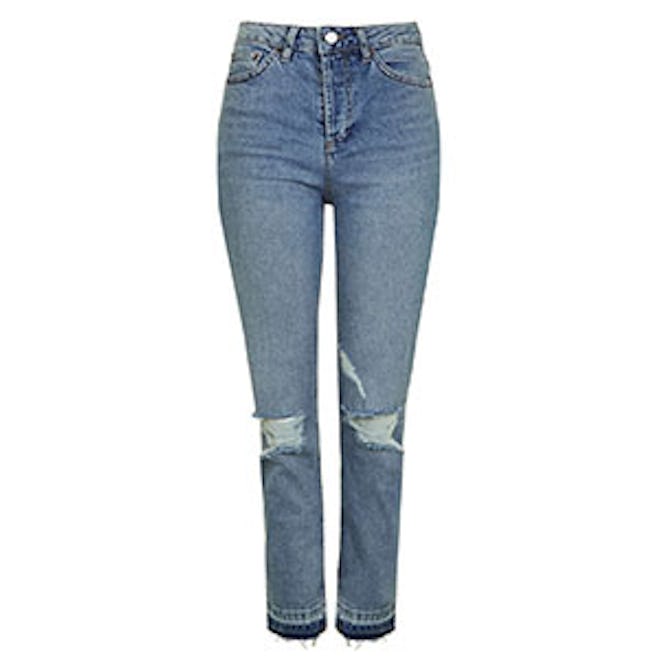 Moto Busted Knee Straight Leg Jeans