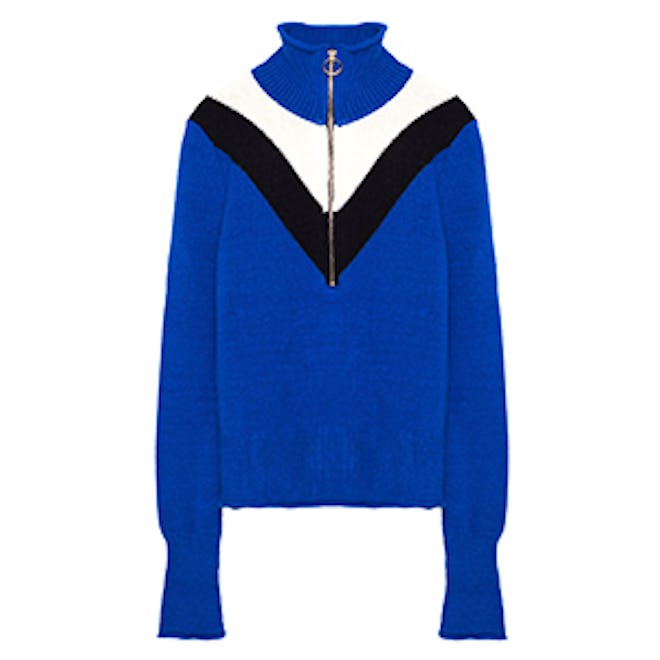 Zipped High Neck Sweater