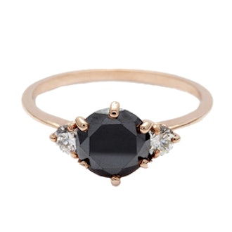 Hazeline Three Stone Black Diamond Ring