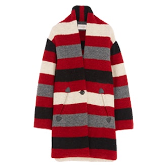 Gabrie Striped Wool-Blend Bouclé Coat