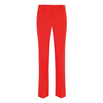 Cropped Straight-Leg Pants In Red Grain De Poudre Wool