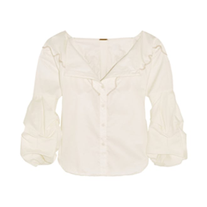 Anna Beth Embroidered Cotton Twill Shirt