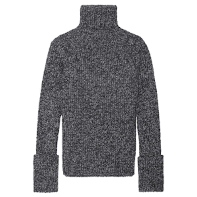 Mélange Wool-Blend Turtleneck Sweater
