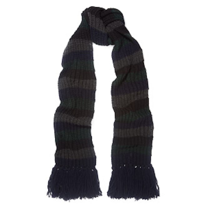 Beat Striped Ribbed-Knit Scarf