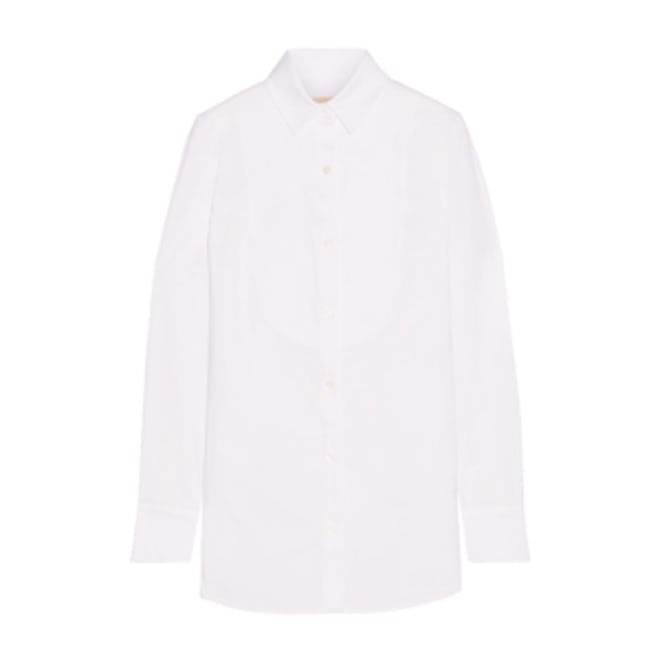 Piqué-Paneled Stretch-Cotton Shirt
