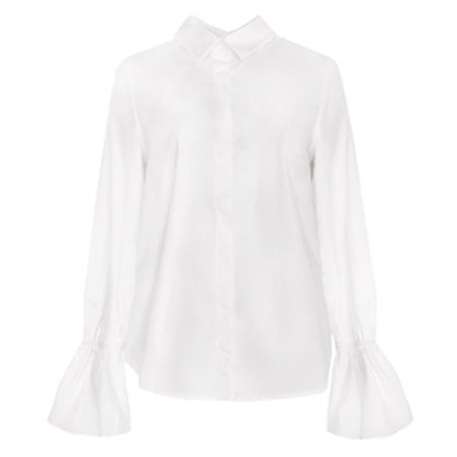 Bell Sleeve Cuff White Shirt