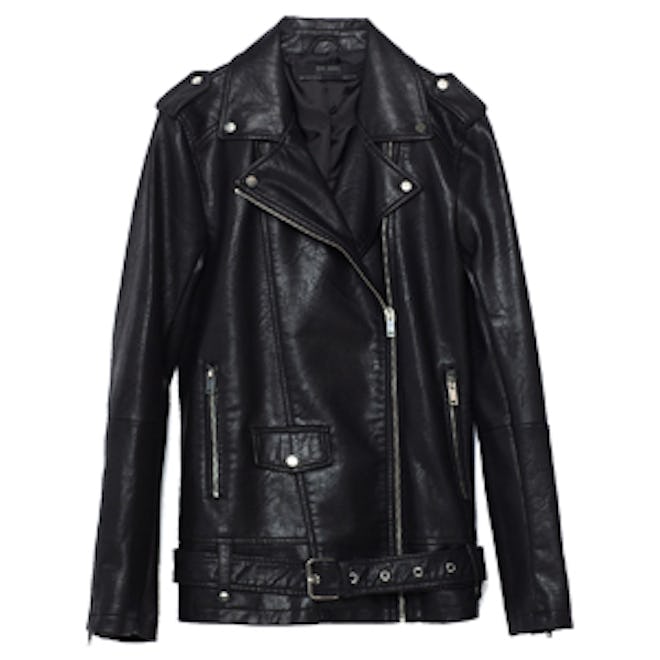 Long Leather-Effect Jacket