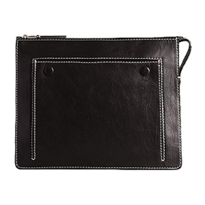 Leather Amber Attached Clutch Bag