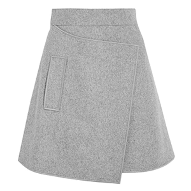 Wrap Effect Wool-Blend Felt Mini Skirt
