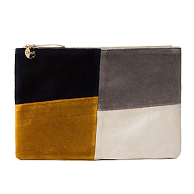 Patchwork Grid Flat Clutch