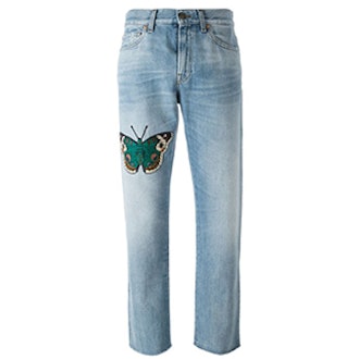Embroidered Denim Pant