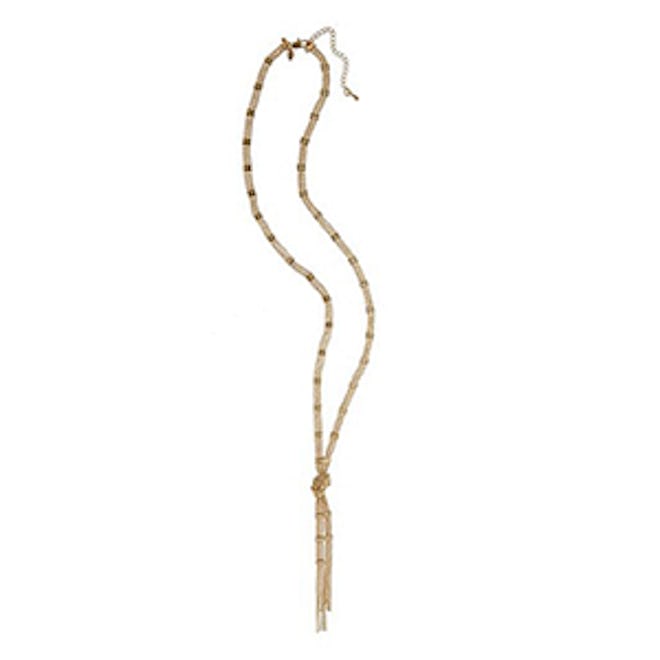 Gold Plated Ball Chain Tassel Necklace