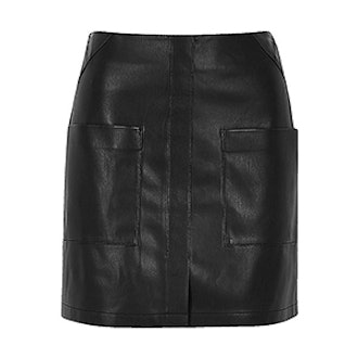 Leather Look Patch Pocket Mini Skirt