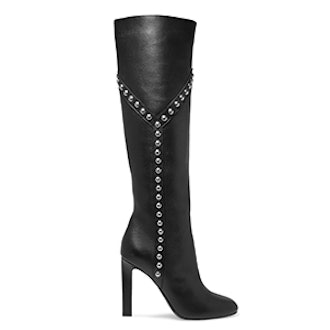 Grace Studded Leather Knee Boots