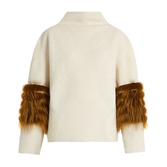 Vein Fox-Fur Panel Wool Sweater
