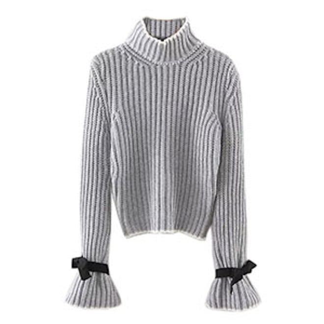 Neck Bow Bell Sleeve Sweater