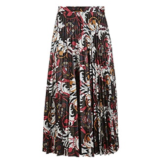 Ramble Print Pleat Midi Skirt