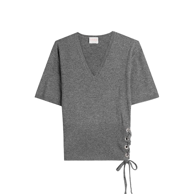 Wool And Cashmere Top With Lace-Up Side
