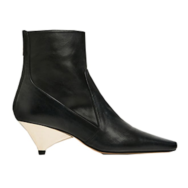 Laminated Leather High Heel Ankle Boots