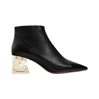 Leather Ankle Boot With Methacrylate Heel