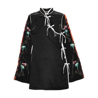 Annamay Embroidered Velvet Mini Dress