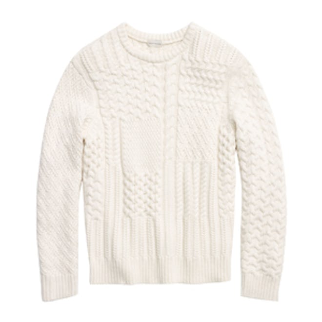 Cashmere Patchwork Cable Crew