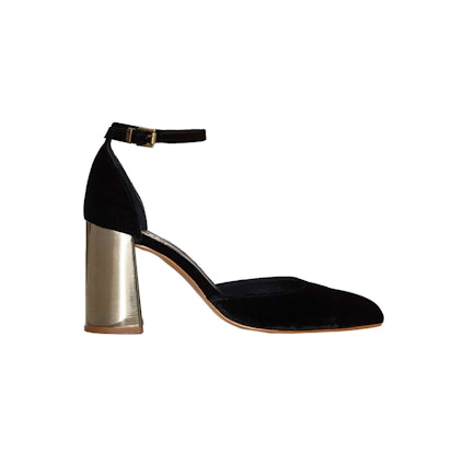 A black velvet heel