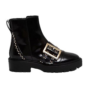 black patent studded boots