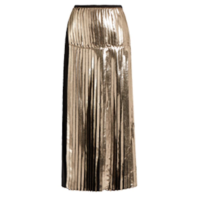 Carmen Bi-Colour Pleated Satin-Back Crepe Skirt