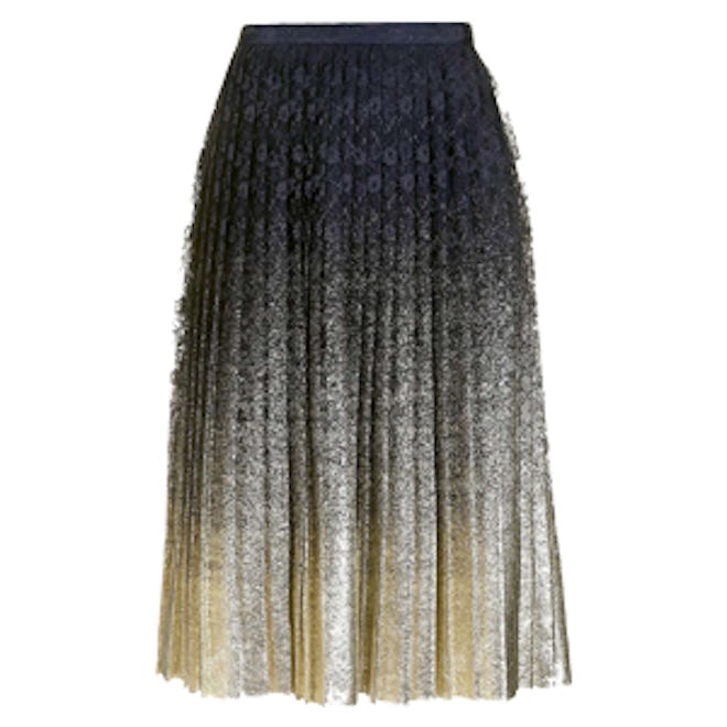 Pleated Foil Lace Skirt